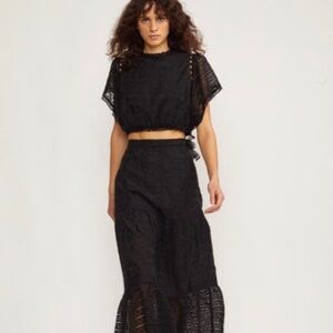 Cynthia Rowley Lace Black Skirt Set Size Small